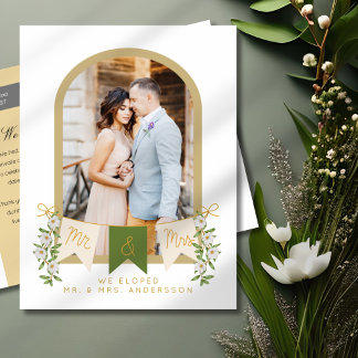 Mr and Mrs Arched Elopement Photo Announcement