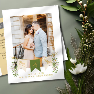 Mr and Mrs Banner Elopement Photo Announcement