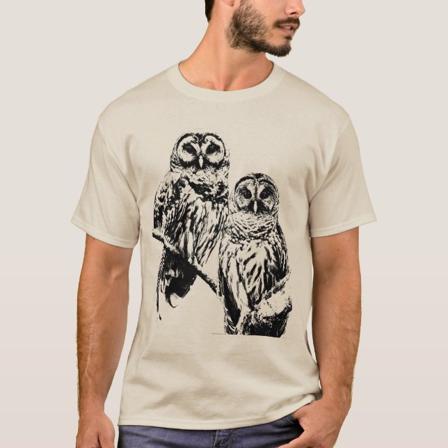Mr and Mrs Barred Owl - 2020 - Black ink T-Shirt (Front)