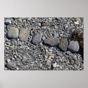 Mr and Mrs Beach Rocks at Bar Harbour Poster