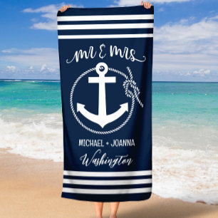 Mr and Mrs Beach Towels, Wedding Gift, Personalise Towel