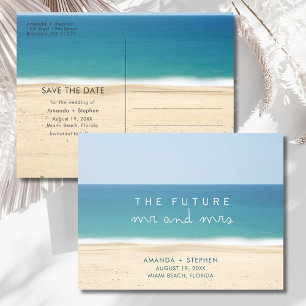 Mr and Mrs Beach Wedding Save the Date Announcement Postcard