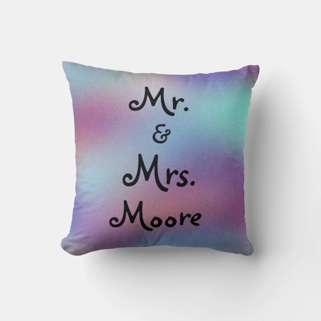 Mr. and Mrs. Beautiful Personalised Wedding Cushion (Front)