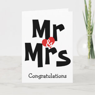 Mr And Mrs Big Bold Text Congratulations Wedding Card