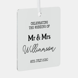 Mr And Mrs Black And White Name Metal Tree Decoration