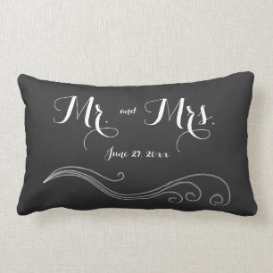 Mr. and Mrs. Black And White Wedding Pillows