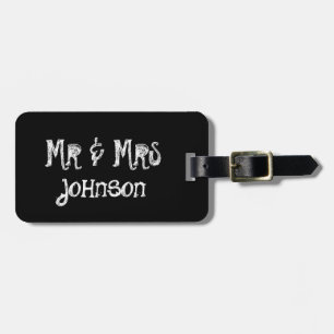 Mr and Mrs black chalkboard travel luggage tag