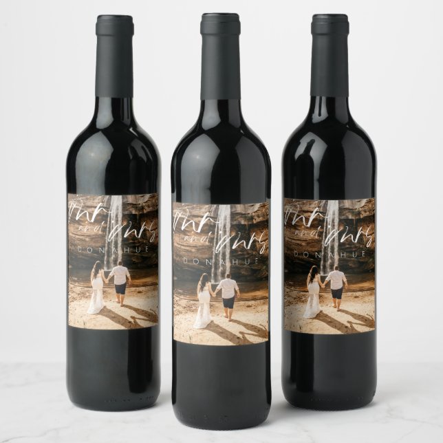 Mr. and Mrs. Boho Minimalist Modern Wedding Wine Label (Bottles)