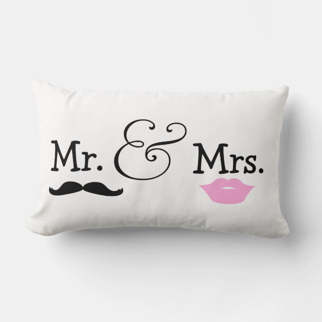 Mr and Mrs Bride And Groom Wedding Gift Lumbar Cushion (Front)