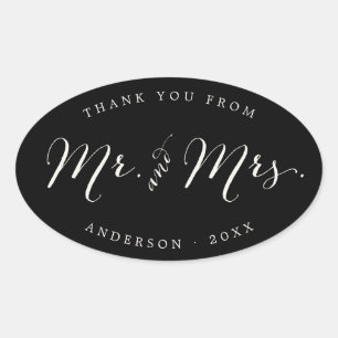 Mr and Mrs Calligraphy Script Wedding Stickers
