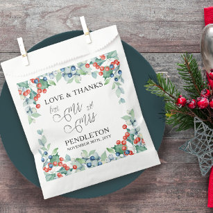 Mr and Mrs Calligraphy Winter Wedding Favour Bags