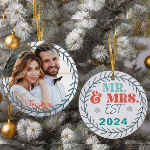 Mr and Mrs  Ceramic Tree Decoration