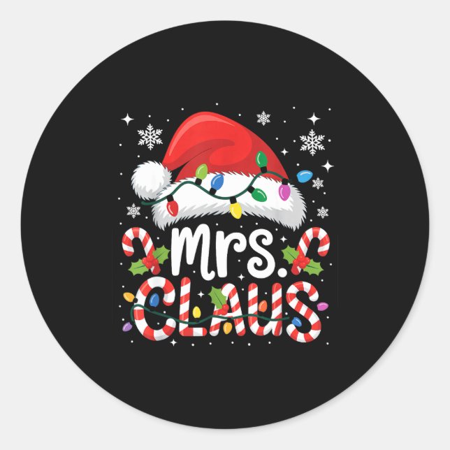 Mr And Mrs Claus Couples Matching Christmas  Classic Round Sticker (Front)