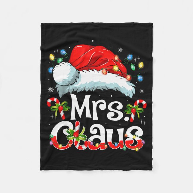 Mr And Mrs Claus Couples Matching Christmas Pajama Fleece Blanket (Front)