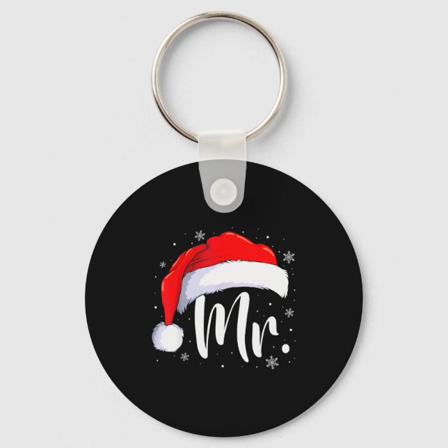Mr And Mrs Claus Couples Matching Christmas Pajama Key Ring (Front)