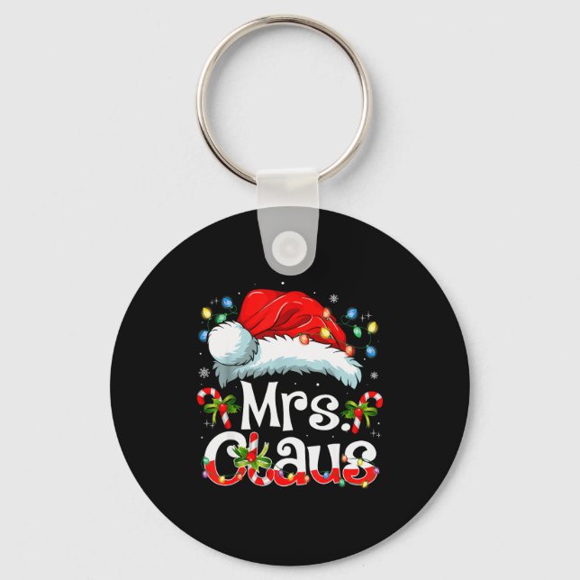Mr And Mrs Claus Couples Matching Christmas Pajama Key Ring (Front)