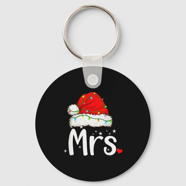 Mr And Mrs Claus Couples Matching Christmas Pajama Key Ring (Front)