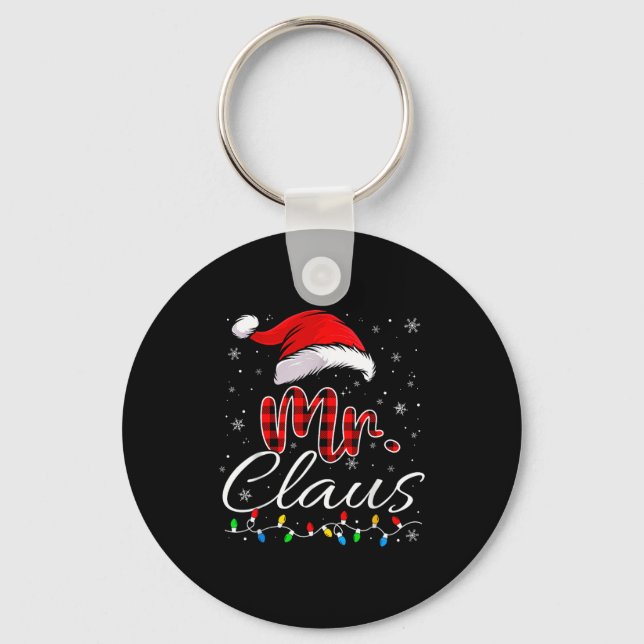 Mr And Mrs Claus Couples Matching Christmas Pajama Key Ring (Front)