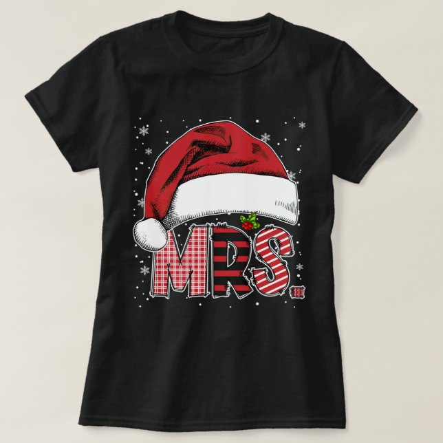 Mr and Mrs Claus Couples Matching Christmas Pajama T-Shirt (Design Front)