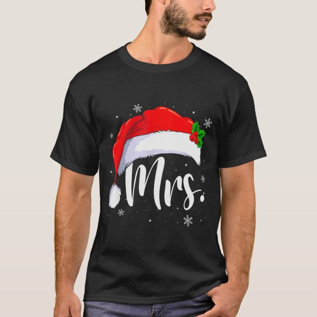 Mr And Mrs Claus Couples Matching Christmas Pajama T-Shirt (Front)