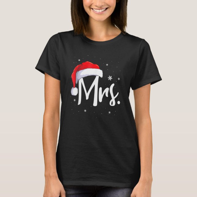 Mr And Mrs Claus Couples Matching Christmas Pajama T-Shirt (Front)