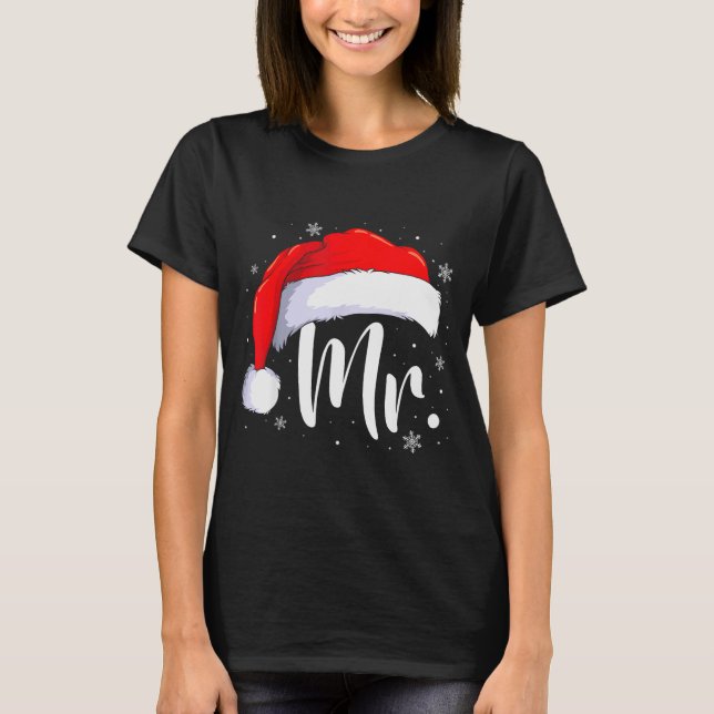 Mr And Mrs Claus Couples Matching Christmas Pajama T-Shirt (Front)