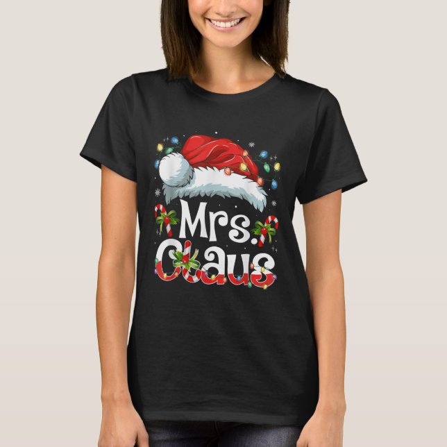 Mr And Mrs Claus Couples Matching Christmas Pajama T-Shirt (Front)