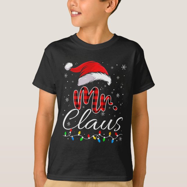 Mr And Mrs Claus Couples Matching Christmas Pajama T-Shirt (Front)