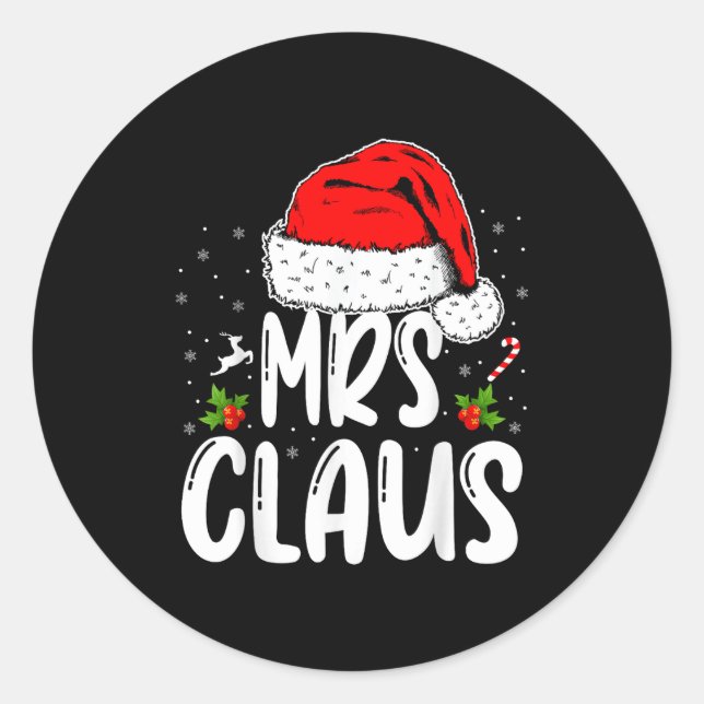 Mr And Mrs Claus Couples Matching Christmas Santa  Classic Round Sticker (Front)