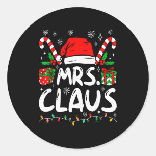 Mr And Mrs Claus Santa Hat Couples Family Christma Classic Round Sticker