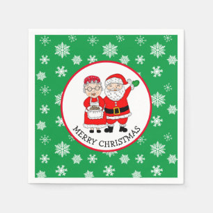 Mr and Mrs Claus, Santa Merry Christmas Napkin