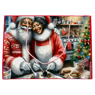 Mr and Mrs Clause Cute Christmas  Large Gift Bag