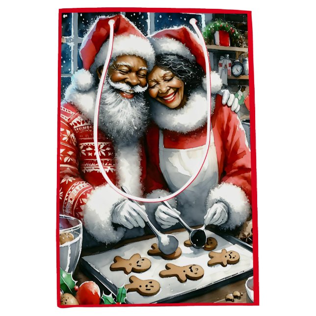 Mr and Mrs Clause Cute Christmas  Medium Gift Bag (Front)