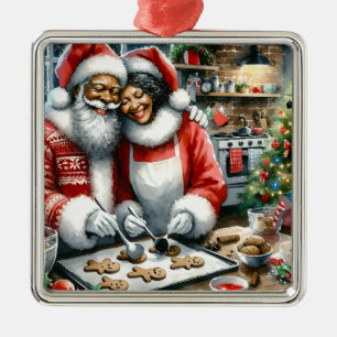 Mr and Mrs Clause Cute Christmas Metal Tree Decoration