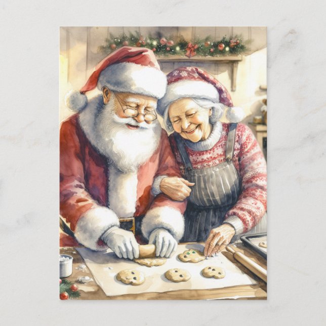 Mr and Mrs Clause Cute Christmas Personalised Postcard (Front)