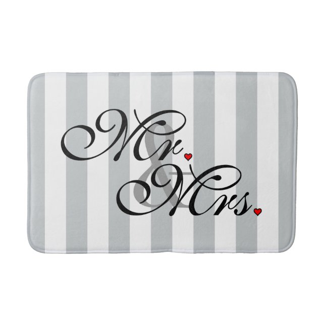 Mr. and Mrs. Click to Customise Colour Stripes Bath Mat (Front)