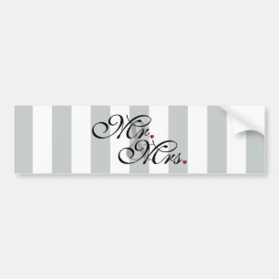 Mr. and Mrs. Click to Customise Colour Stripes Bumper Sticker