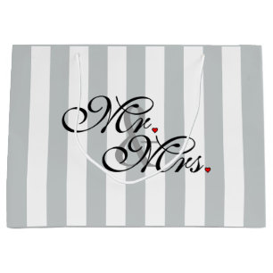 Mr. and Mrs. Click to Customise Colour Stripes Large Gift Bag
