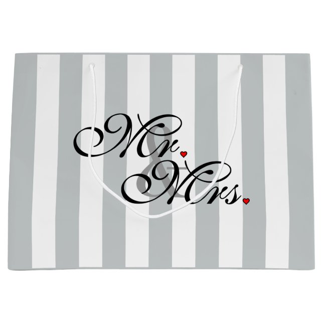 Mr. and Mrs. Click to Customise Colour Stripes Large Gift Bag (Front)