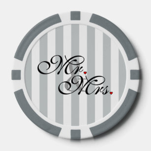 Mr. and Mrs. Click to Customise Colour Stripes Poker Chips