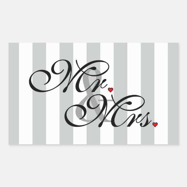 Mr. and Mrs. Click to Customise Colour Stripes Rectangular Sticker (Front)