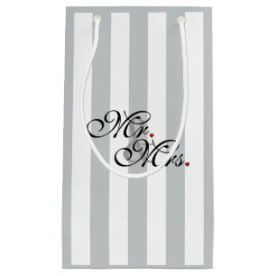 Mr. and Mrs. Click to Customise Colour Stripes Small Gift Bag