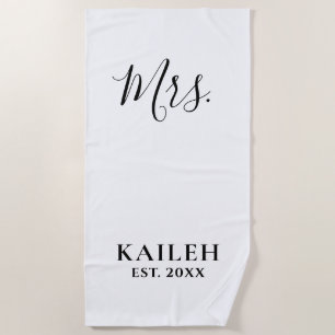Mr. and Mrs. Couple Bride Groom Personalised Name Beach Towel