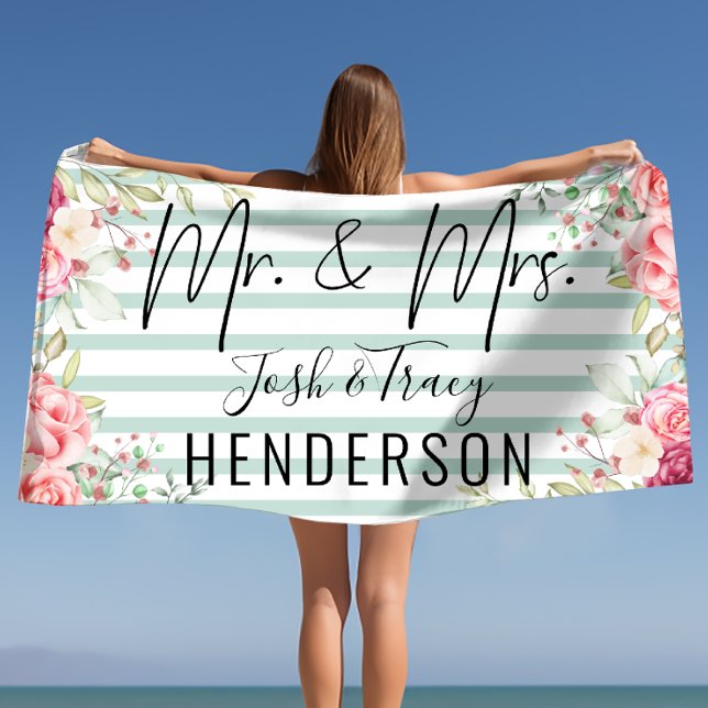Mr and Mrs, Couples wedding gift, Anniversary gift Beach Towel (Mr and Mrs, Couples wedding gift, Anniversary gift Beach Towel)