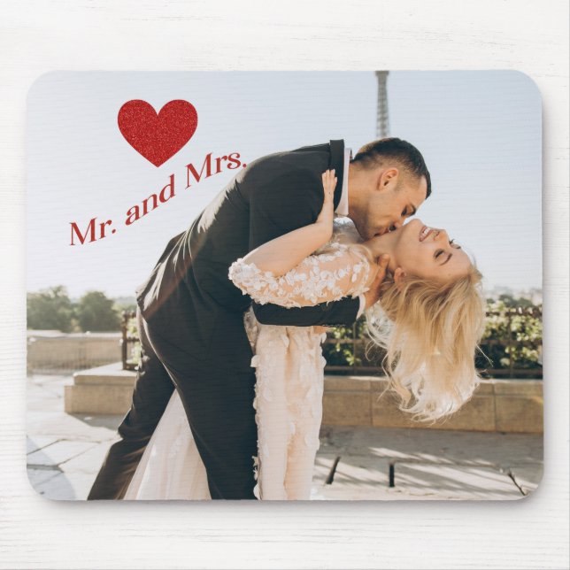 Mr. and Mrs. Custom Wedding Photo  Mouse Pad (Front)
