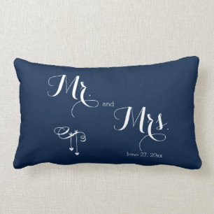 Mr. and Mrs. Customised Blue Wedding Pillows