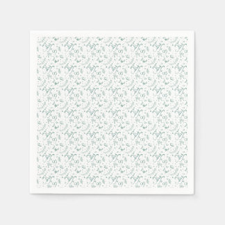 Mr and mrs cute doodles sage green napkin