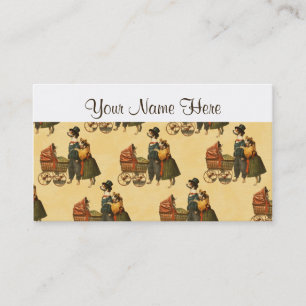 Mr and Mrs Dog and Puppy Vintage Wallpaper 1899 Business Card