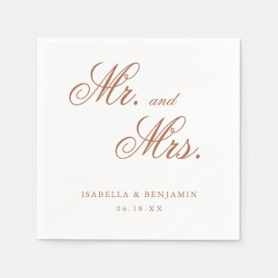 Mr. and Mrs. Elegant Formal Terracotta Wedding Napkin