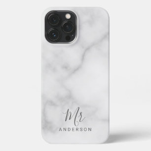 Mr and Mrs   Elegant Marble Modern Script iPhone C 13 Pro Max Case
